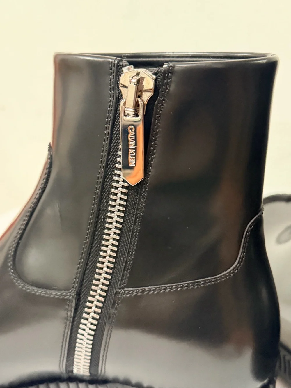 Calvin Klein Black Rubber Toe Cap Boots size US 7W